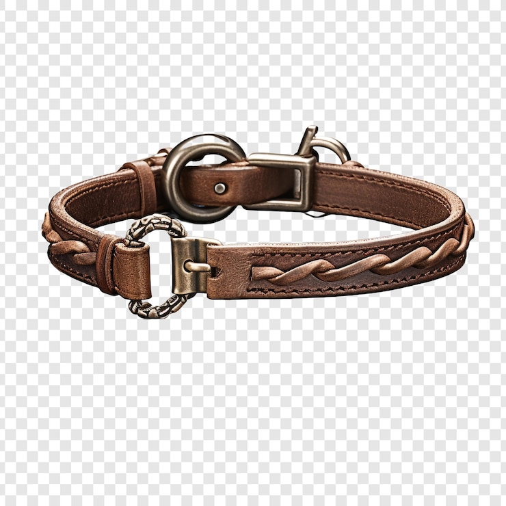 PSD joyería de brazalete de cuero aislada sobre fondo transparente