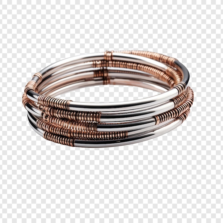 PSD joyería de pulsera de alambre de memoria aislada sobre fondo transparente