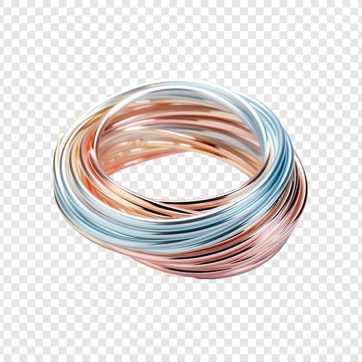 PSD joyería de pulsera de alambre de memoria aislada sobre fondo transparente