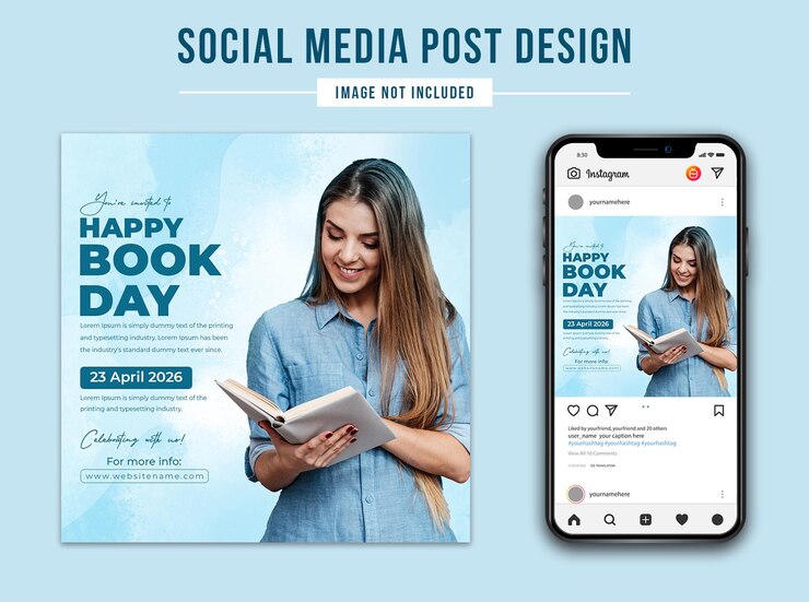 PSD joyeuse célébration de la journée mondiale du livre psd post sur les médias sociaux modèle de conception