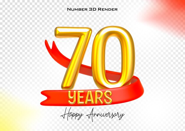 PSD joyeux anniversaire nombre d'années or rendre en 3d