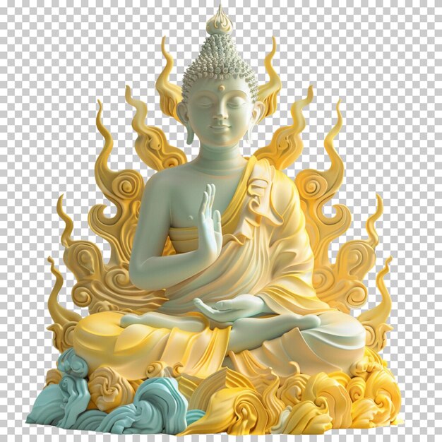 PSD joyeux bouddha purnima statue d'or de bouddha fête du jour de vesak isolée sur un fond transparent