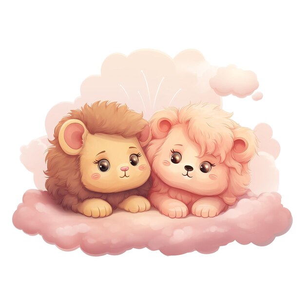 PSD joyeux câlins valentin couple lion lions adorables pour votre valentin spécial