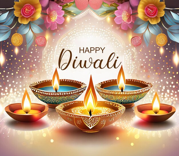 PSD joyeux diwali une fête traditionnelle indienne diwali illumination dessin abstrait génératif ai