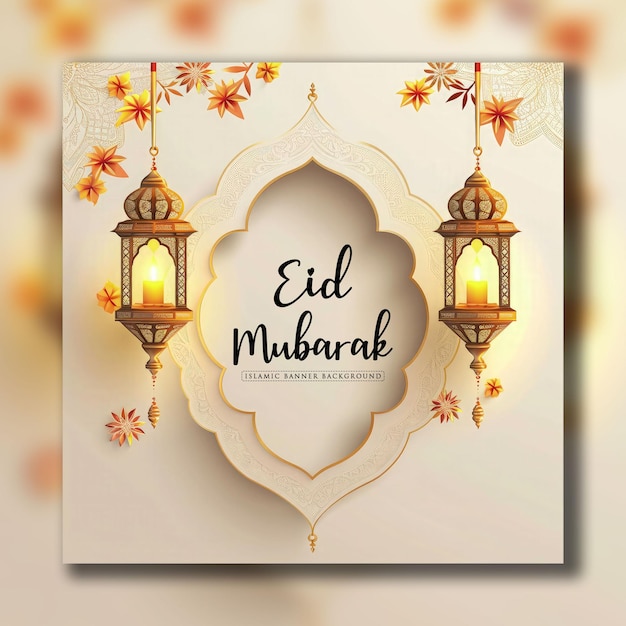 PSD joyeux eid salutations fond islamique bannière de médias sociaux islamique