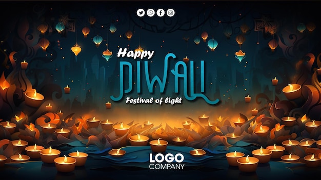 PSD joyeux festival de diwali sur fond clair