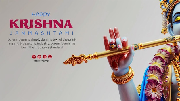 PSD joyeux festival de krishna janmashtami en inde