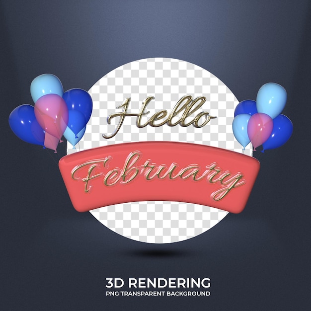 PSD joyeux février bannière de voeux rendu 3d