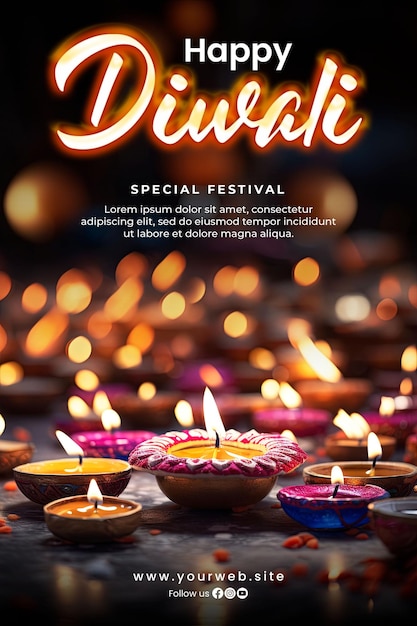 Joyeux fond de diwali et affiche de diwali