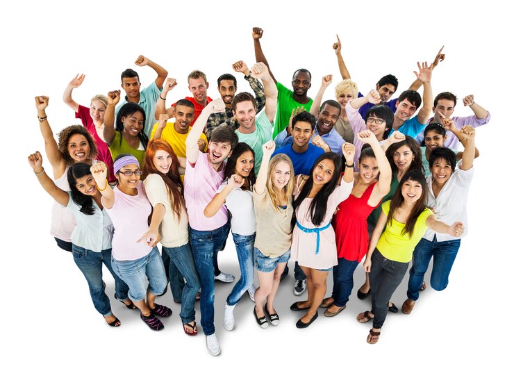 PSD joyeux groupe d'étudiants divers