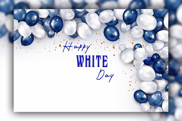 PSD joyeux jour blanc cœurs blancs fond bleu pour le design des médias sociaux