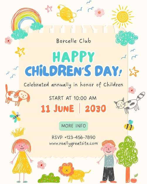 Joyeux jour des enfants Des dessins vibrants et des illustrations joyeuses pour les célébrations
