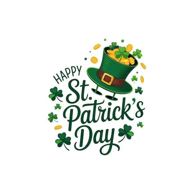 Joyeux jour de Saint-Patrick avec des chamarrons et un chapeau de lutin