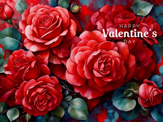 PSD joyeux jour de la saint-valentin avec des roses rouges