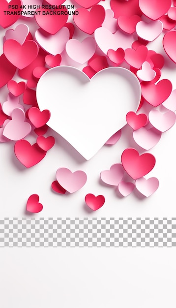 PSD joyeux jour de la saint-valentin texte avec l'effet d'amour en forme de cœur 3d sur fond transparent