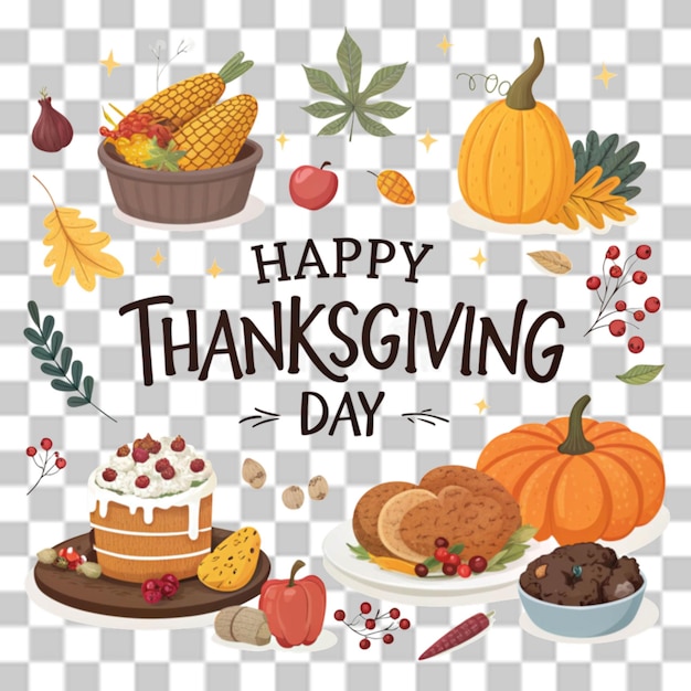 Joyeux jour de Thanksgiving à l'arrière-plan transparent