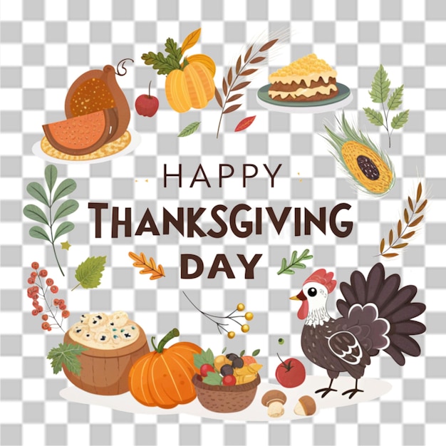 Joyeux jour de Thanksgiving à l'arrière-plan transparent