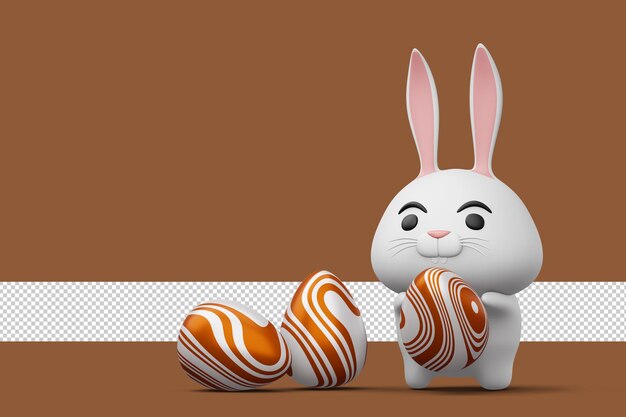 PSD joyeux lapin mignon de pâques avec oeuf coloré