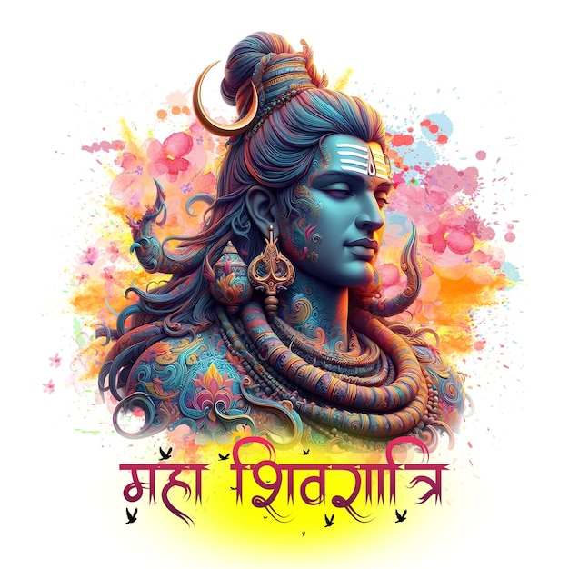 PSD joyeux maha shivratri à lord shiva design.