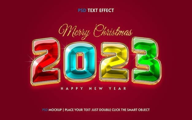 PSD joyeux noël 2023 effet de texte coloré modifiable