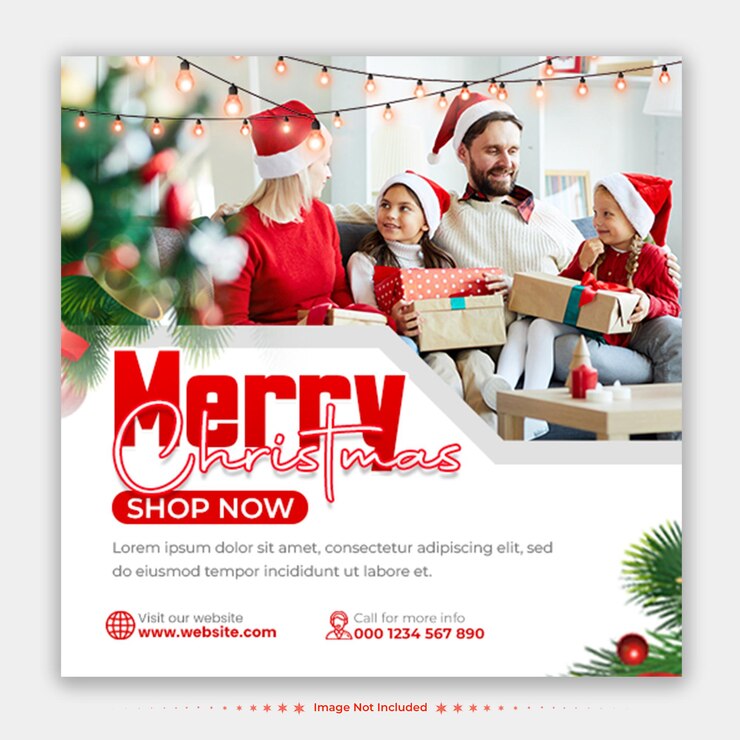PSD joyeux noël et bonne année, annonces de vente et modèle de message sur les réseaux sociaux