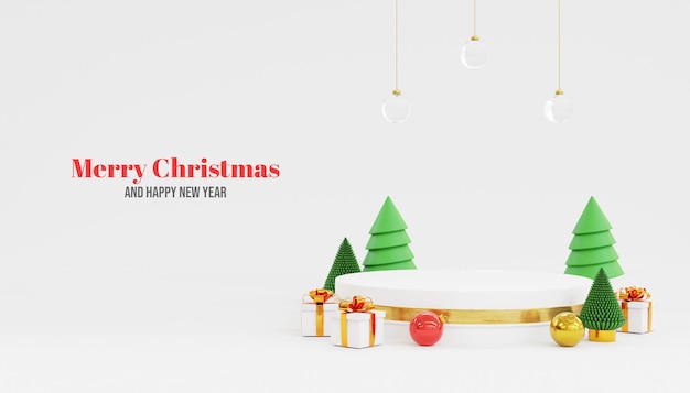 Joyeux Noël Et Bonne Année Podium 3d Pour Le Pourcentage