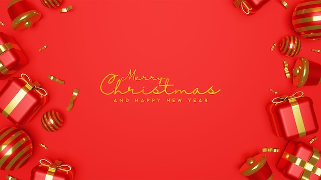 Joyeux noël avec fond d'illustration 3d