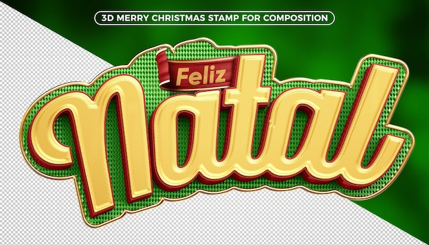 Joyeux Noël Logo 3d Isolé Sur Fond Vert