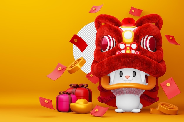 PSD joyeux nouvel an chinois 2023 année du lapin rendu 3d