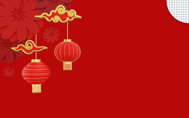 Joyeux nouvel an chinois avec rendu 3D de la lanterne