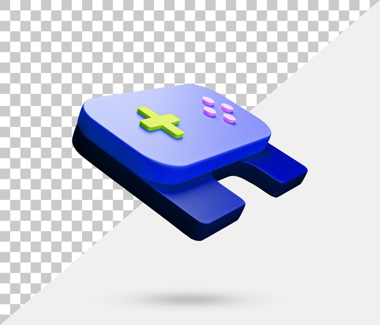 PSD joystick gamepad, consola de juegos o controlador de juegos. juegos de computadora. estilo minimalista de dibujos animados. renderizado 3d