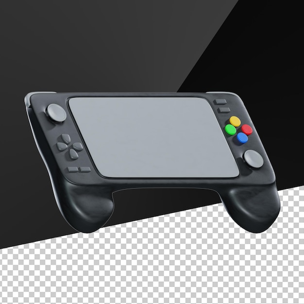 Un joystick noir avec un bouton carré gris et jaune.