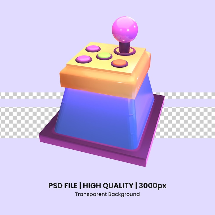 PSD joystick de videojuegos de icono 3d aislado en el fondo transparente