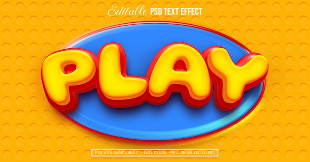 PSD juega con texto base efecto de texto de estilo 3d editable