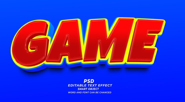PSD juego 3d efecto de texto editable plantilla psd objeto inteligente