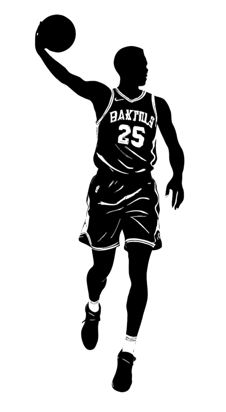 PSD juego de baloncesto ilustración de desafío deportivo estilo de silueta