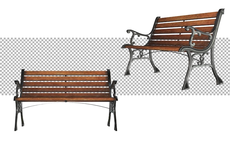 PSD juego de banco de parque aislado renderización 3d