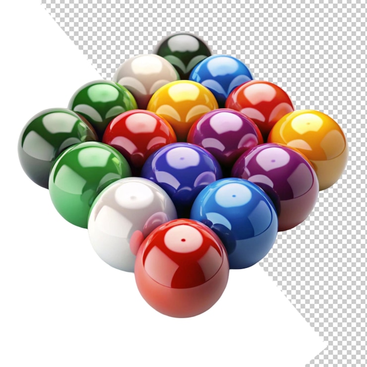 PSD juego de billar con bolas rojas y blancas.