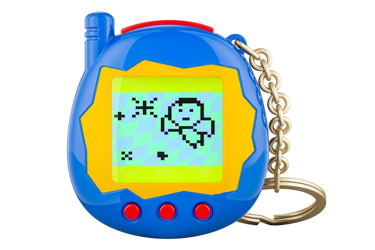PSD juego de bolsillo de mascotas juego de tamagotchi rendering 3d aislado en fondo transparente