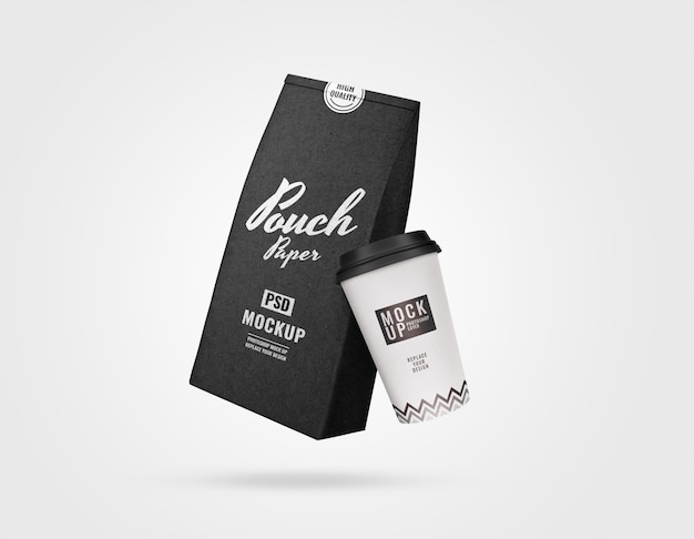 Juego de café maqueta publicitaria realista