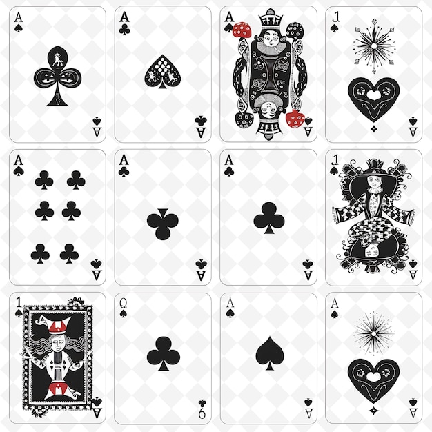 PSD un juego de cartas de juego de cartas con un negro y blanco que dice 