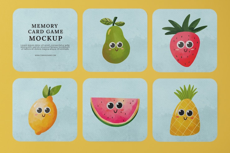 PSD juego de cartas de memoria para niños con embalaje.