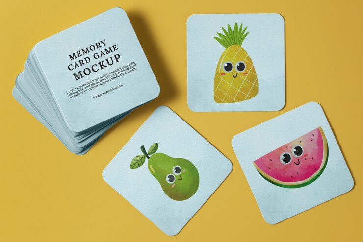 PSD juego de cartas de memoria para niños con embalaje.