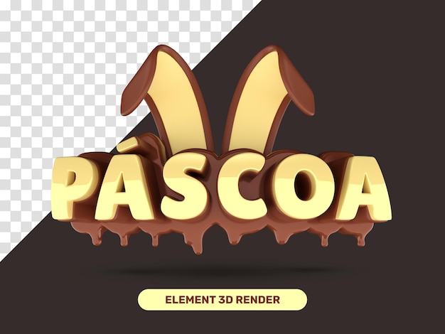 PSD un juego de conejo de pascua con orejas de conejo y el elemento de texto 3d renderizado en el fondo