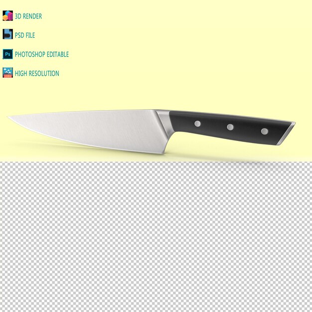 PSD el juego de cuchillos de cocina 3d render psd