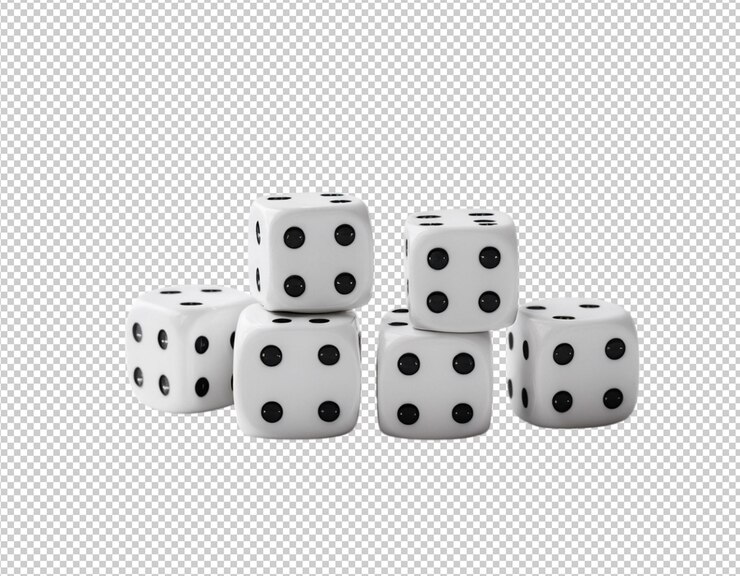 PSD un juego de dados con uno siendo el número seis