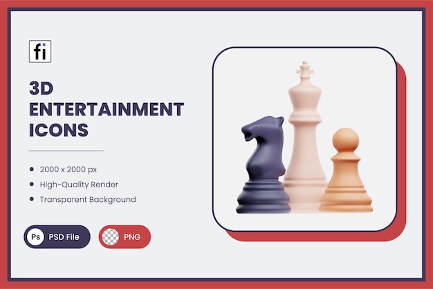 Juego de entretenimiento de ilustración 3D y ajedrez divertido