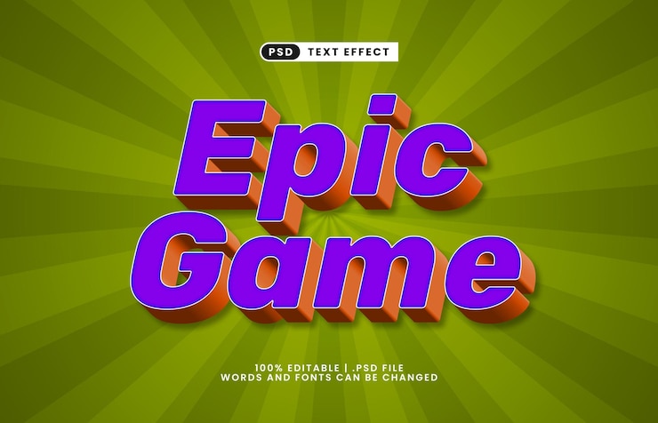 PSD juego épico efecto de texto editable con estilo de texto de juego y héroe