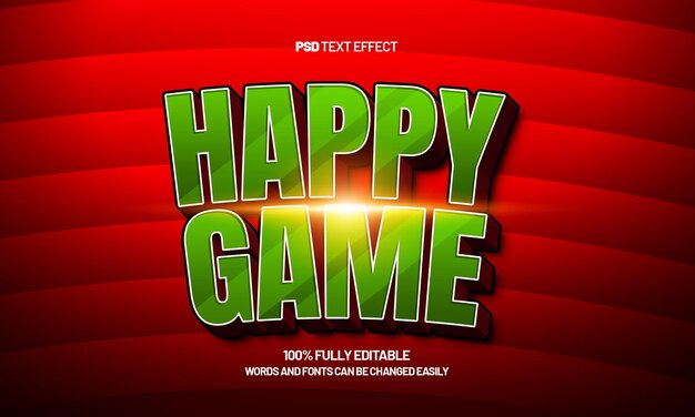 juego feliz efecto de texto editable con una sonrisa y jugar efecto de texto