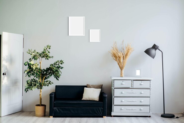 Juego de maquetas de lienzo de pared con decoración interior moderna